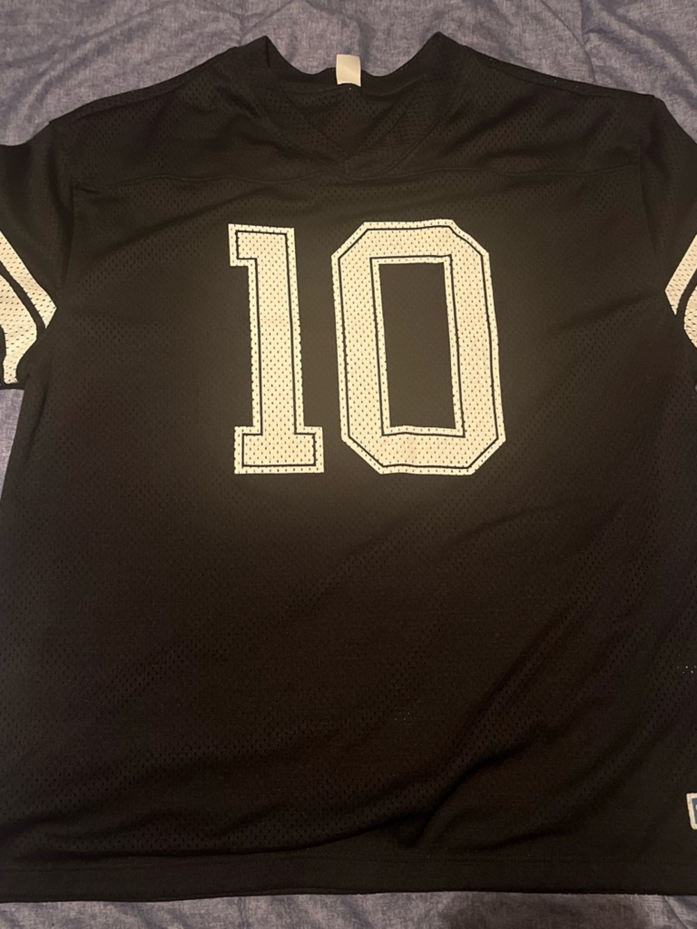 Black Mesh Football Jersey with White Number 10 - Unbranded